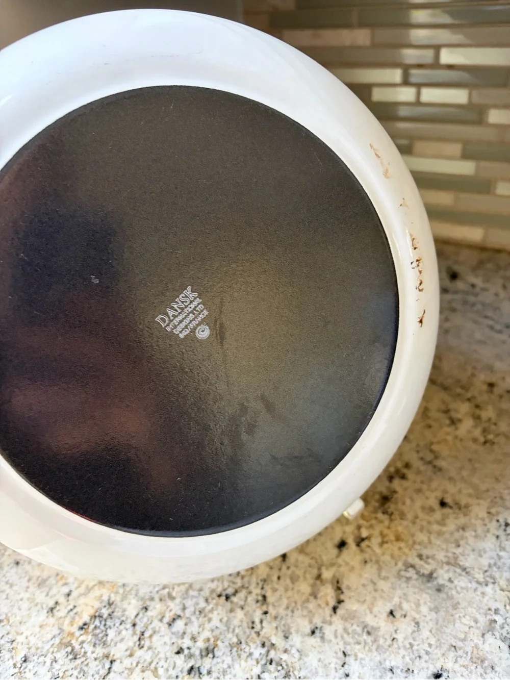 Vintage Dansk Kobenstyle white Enamel Dutch Oven